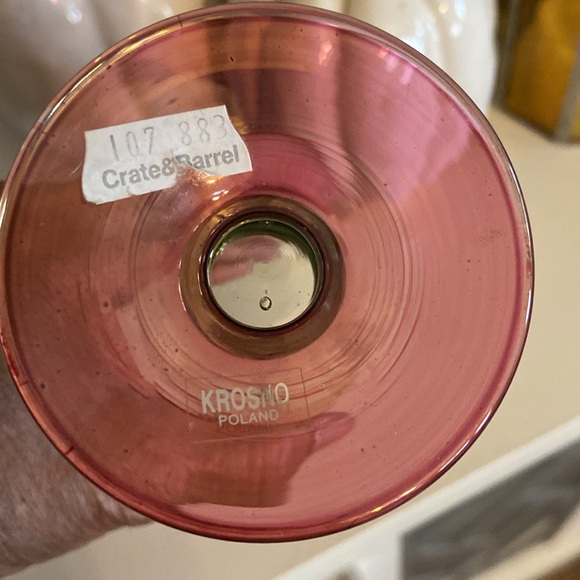 krosno Poland Crystal double shot glasses. Color amber,  green and red - Picture 4 of 6